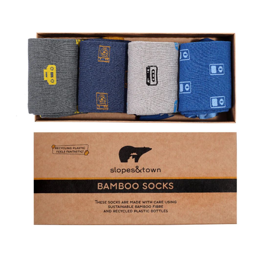 Bamboe sokken Giftbox Muziek Mix 4-Pack Slopes&Town
