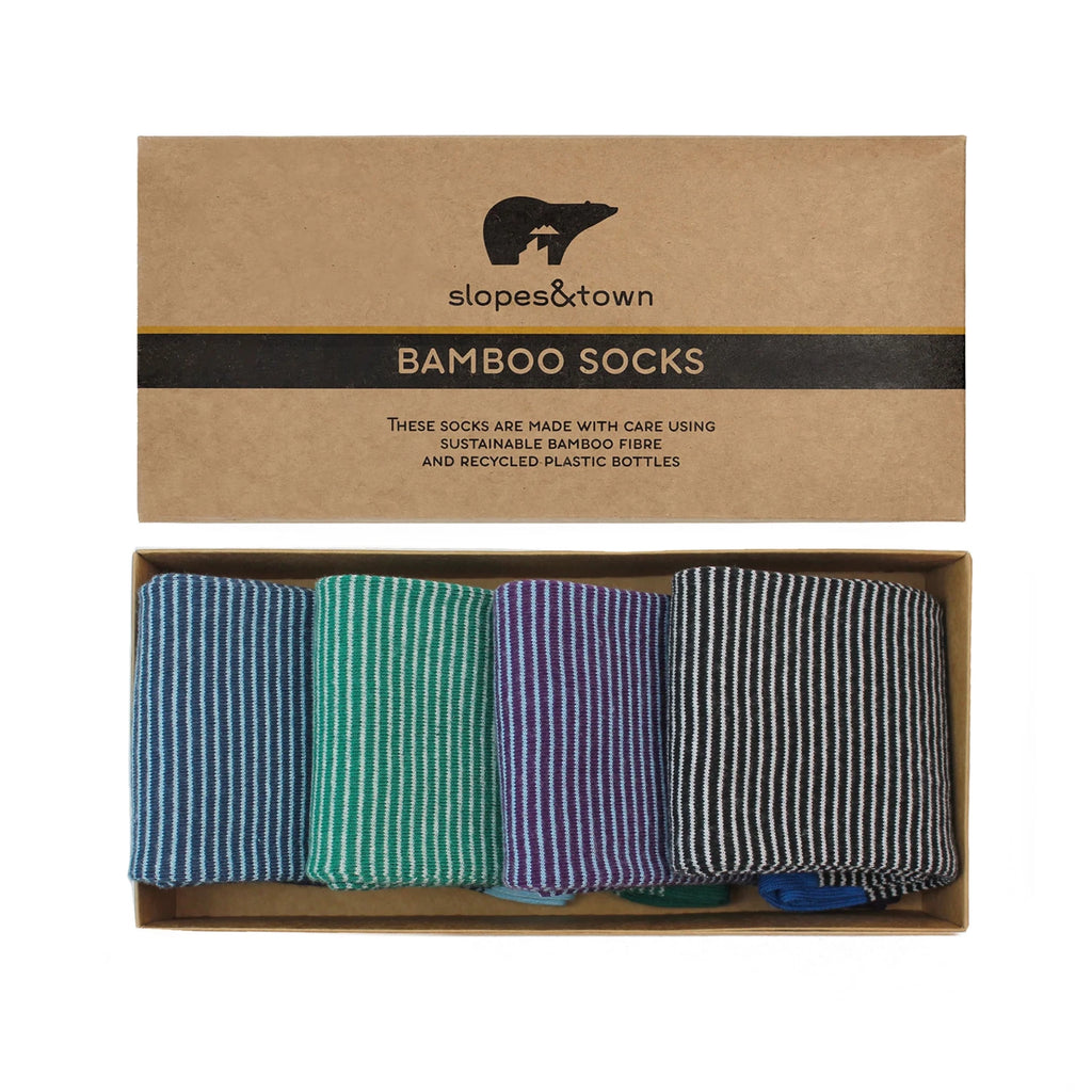 Bamboe sokken Giftbox Streepjes 4-Pack Slopes&Town kopen met ecocheques | ecochequesonline.be