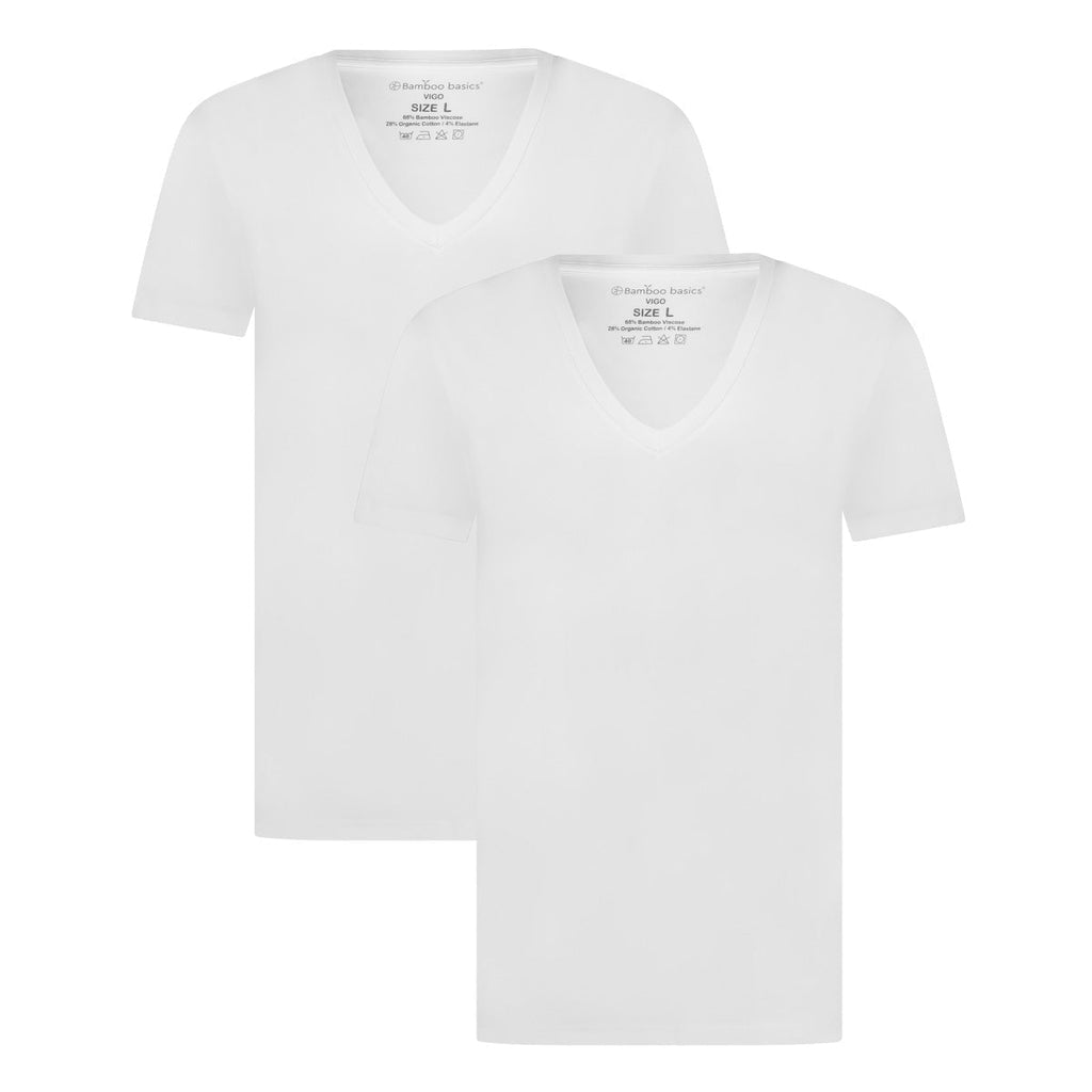 Bamboo Basics Bamboe T-Shirt Heren Diepe V-Hals 2-Pack Vigo kopen met ecocheques | ecochequesonline.be